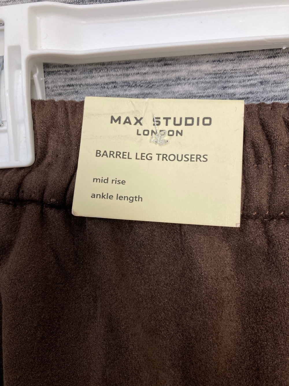 Max Studio Brown Elastic-Waist Faux Suede Barrel Tapered Pants - Picture 5 of 7